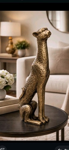 Gold leopard sculpture large - leopard,