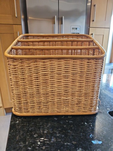 Vintage wicker magazine rack - vintage,