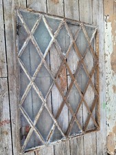 Victorian Cast Iron Leaded Window Frame – Diamond Lattice, Salvage with Missing