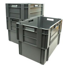 VGC Used 3 x Heavy Duty Plastic Storage Box Boxes Stackable Nestable 80L & 100L