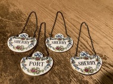 3 Crown Staffordshire & 1 Coalport Decanter Labels Sherry & Port