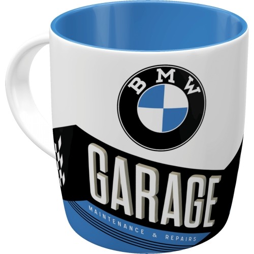 White blue ceramic mug - white,