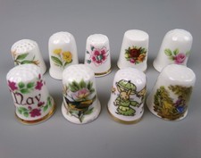 Vintage Bone China Thimbles x 9. Royal Albert, Fenton, Hammersley etc. England.