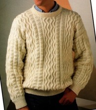 #290 MANS ARAN SWEATER 36-46" VINTAGE KNITTING PATTERN COPY