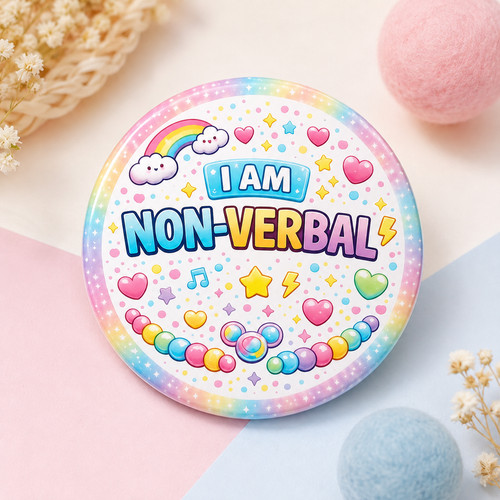 Non verbal badge keyring - am,