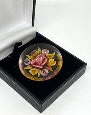Vintage Reverse Carved Lucite Brooch Round Pink Flower Floral Pastel Cottagecore
