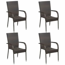 Dakota Fields Alixton Stacking Garden Chair Set of 4 Brown Outdoor Seating