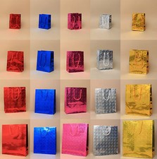 12 Pack Gift Bags Holographic Foil Party Weddings Presents Christmas Bulk Buy