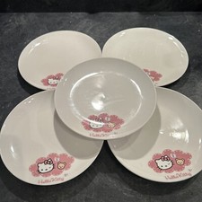 Sanrio Hello Kitty 2010 Ceramic Porcelain Cake Tea Party Plate 7.5” Set Of 5