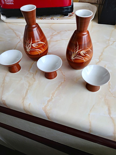 Vintage ceramic floral sake - vintage,