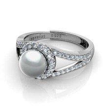 DEPHINI Silver Pearl Ring -
