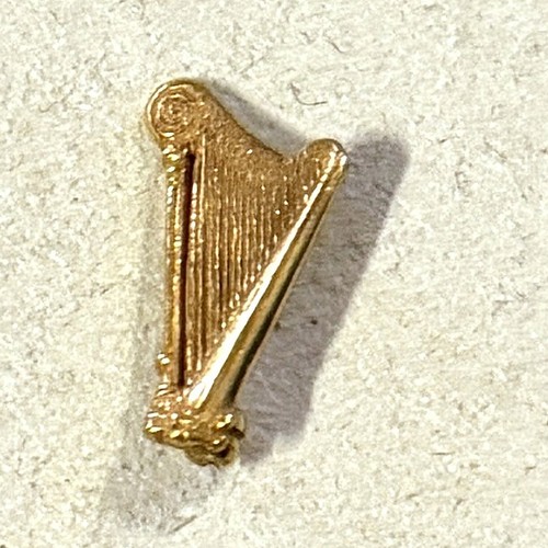 Vintage gold tone harp - gold, lapel