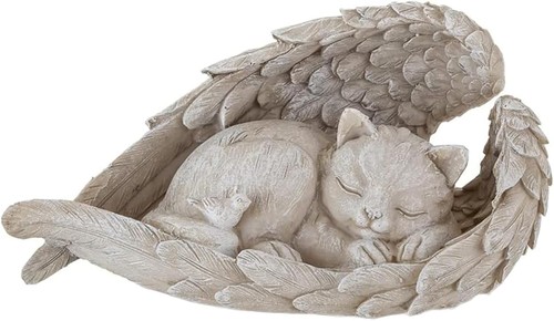 Cat memorial stone with - stone, angel