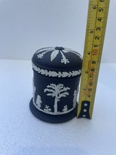 WEDGWOOD JASPERWARE BLACK LIDDED TOBACCO JAR The Pip On The Lid Is Broken Off