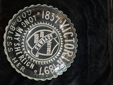 Old Vintage  Pressed Glass Plate Queen Victoria 1837 - 1897 60 Years