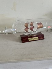 Glass Ship In Bottle Model HMS
