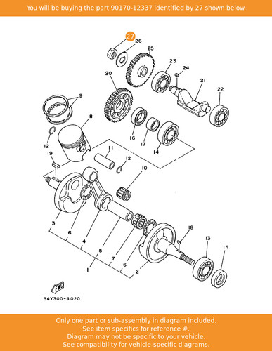 Yamaha nut 90170 12337 - yamaha, 90170-12337