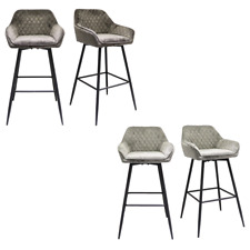 Used Pair of Bar Stools Fabric seat Armrest & Backrest with Black Metal  legs