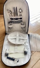 2 Person Picnic Backpack Cool Bag Canvas Hamper Rucksack Set, Blue Karrimor