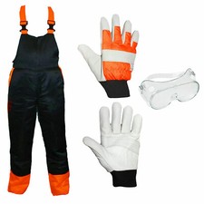 Chainsaw Bib Brace Large 34-38 Class A 20m/s + Forestry Gloves + Safety Goggles