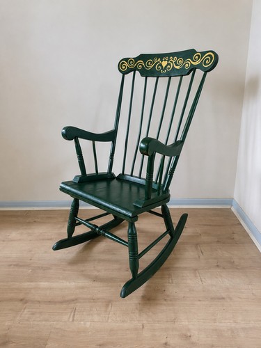 Vintage painted wooden rocking - vintage,