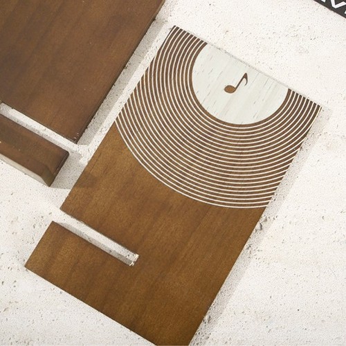 Wooden vinyl record holder - wooden,