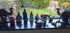 LARGE CERAMIC NATIVITY SET - CAMEL 21 CMS TALL- 12 PIECES - HANDPAINTED- UNIQUE