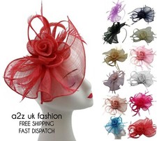 Women Sinamay Flower Fascinator Headband Clip Hat Weddings Ladies Day Royal Race