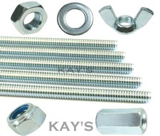 ALL THREAD THREADED ROD BAR CHOICE OF STUD CONNECTORS NUTS NYLOCS WASHERS ZINC 