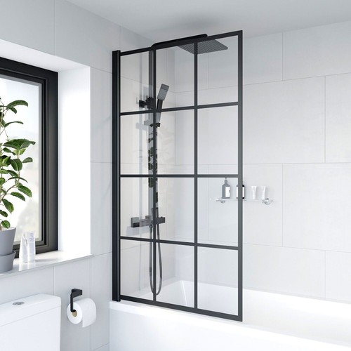 Bath shower screen black - screen, grid