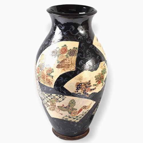 Satsuma ceramic vase phoenix - vase,