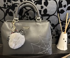 TK Maxx/Bessie London Halloween Dark Grey White Spider Web/Cobweb Handbag/Bag