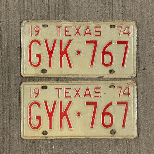 1974 texas license plate pair - texas,