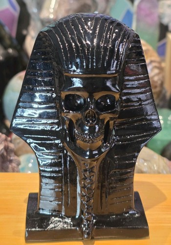 Obsidian pharaoh skull - obsidian,