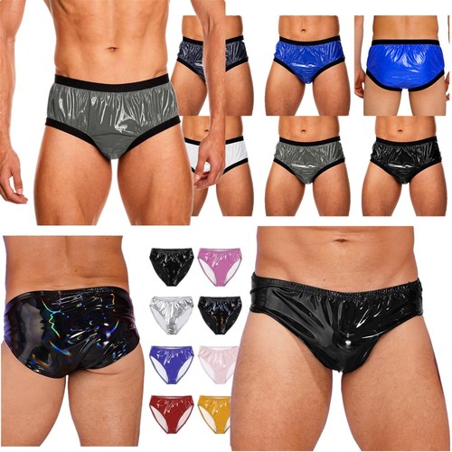 Men wetlook briefs patent - uk,