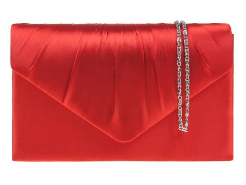 Women satin pleated clutch - pleated,