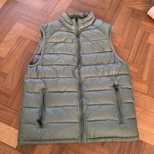 Marks & Spencers Mens Quilted Full Zip Gilet Waistcoat Size M Khaki Green Down