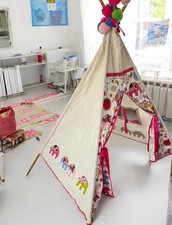 SOKA Camping Countryside Teepee Tent Foldable Play Tent Tipi Canvas for Kids