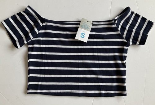 Bardot style cropped top - style, blue