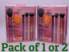 REAL TECHNIQUES Everyday Essentials 6 Piece Set Makeup Brush Kit + 2 Sponge