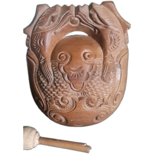 Wooden mokugyo fish drum - drum, w/