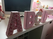 Quality Shabby Chic Childs Material A B C D fabric Letters 3D Wall 7 1/4 inches_