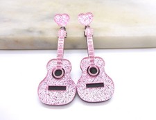Lucite Sparkle Guitar Earrings
