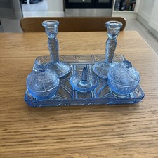 Blue Glass Dressing Table Set