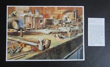 JOHN WIGSTON   8.60" x  6.00"  RAIL PRINT  " MARKING OUT TABLE "  READY TO FRAME