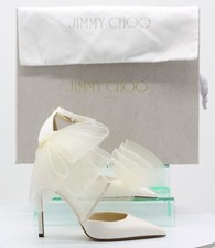 JIMMY CHOO AVERLY 100 BRIDAL FASCINATOR WOMENS SHOES UK 2 EU 35 LATTE £895 AD.