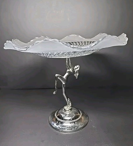 Art deco chrome lady holding - lady,