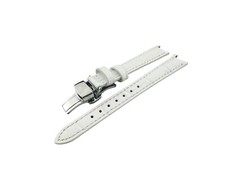 12mm White Genuine Leather Strap Band fit TISSOT Flamingo Ladies Watch Clasp