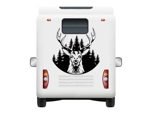 Camper van deer landscape - van,