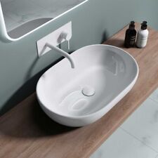 Modern Bathroom Wash Basin Sink Ceramic Counter Top Large White Oval 600x420mm
